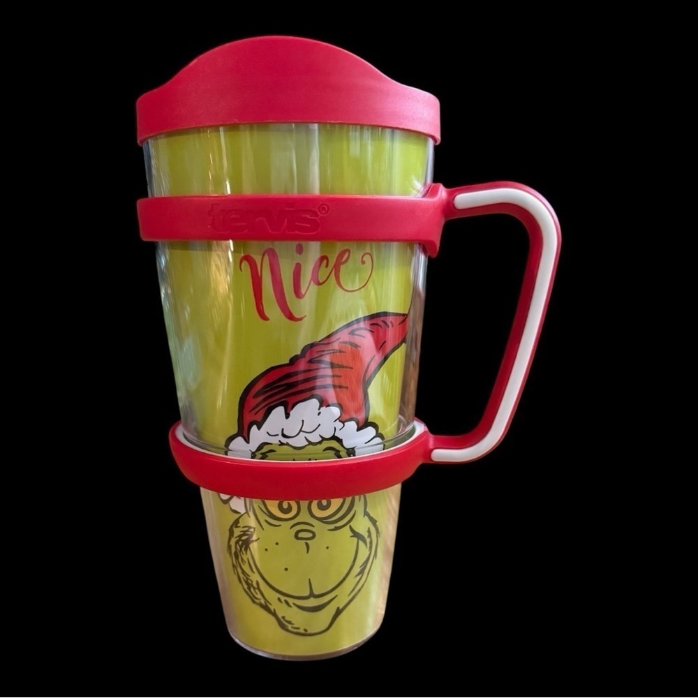 Grinch "Naughty or Nice" 24 oz Tervis Tumbler W/Lid and Removable Handle - NWOT - Picture 2 of 5